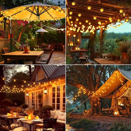 LED solarni dekorativni niz 30×LED / 8 funkcija, 500 mAh, 6,5 m, IP67, topla bijela