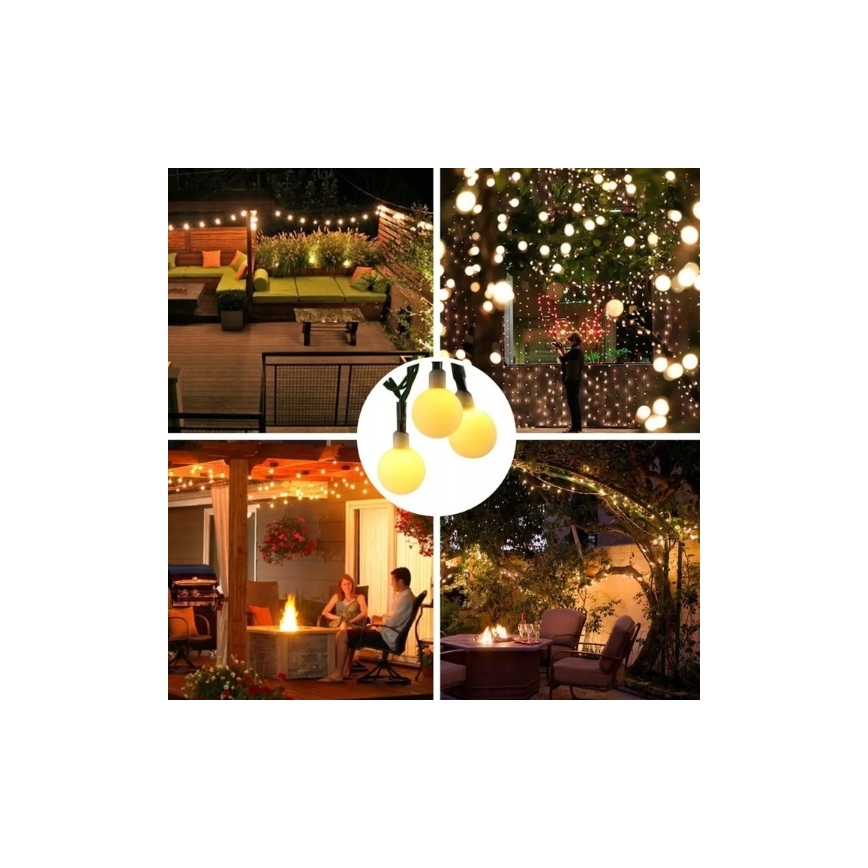 LED Solarni dekorativni niz 50xLED/8 funkcija 500 mAh 9,5 m IP67 topla bijela