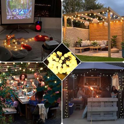 LED solarni dekorativni niz — 30 LED, 8 funkcija, 500 mAh, 6,5 m, IP67, topla bijela