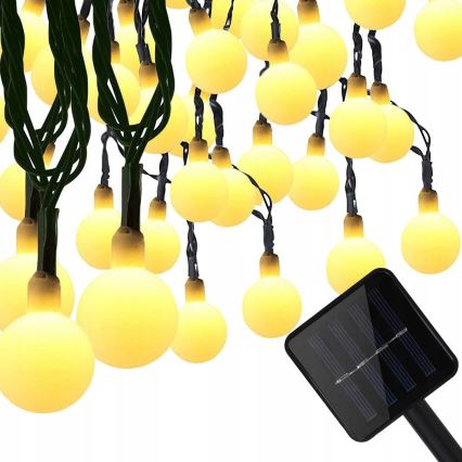 LED solarni dekorativni niz — 30 LED, 8 funkcija, 500 mAh, 6,5 m, IP67, topla bijela