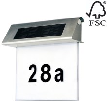LED Solarni kućni broj LED/2x0,07W/2,4V IP44 – FSC certificirano