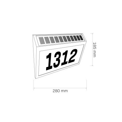 LED Solarni kućni broj NUMERO LED/3,7V 6000K 1200 mAh IP44 crna