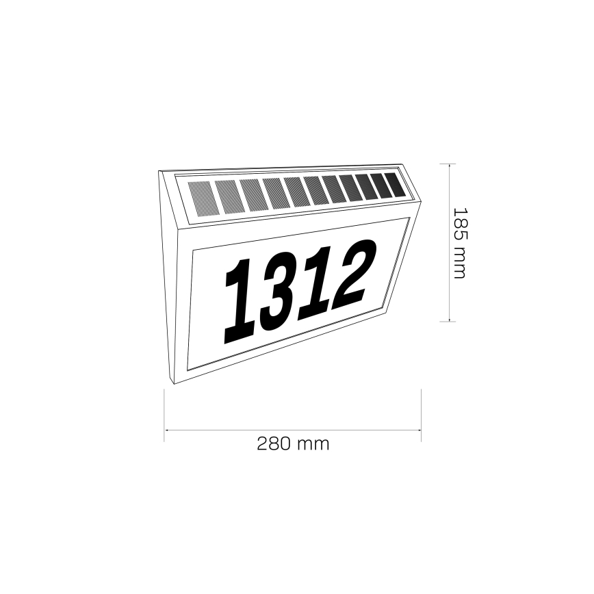 LED Solarni kućni broj NUMERO LED/3,7V 6000K 1200 mAh IP44 crna
