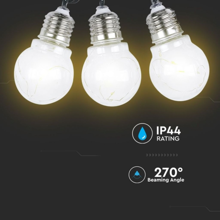 LED Solarni lanac 10xLED/1W/1,2V 1xAA 2 m IP44 3000K 300 mAh