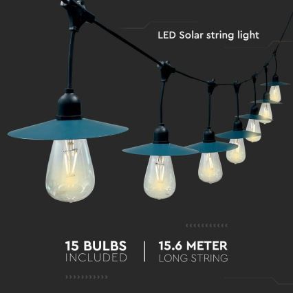 LED Solarni lanac 15xLED/0,2W/3,7V 15,6 m 3000K IP44 2400 mAh