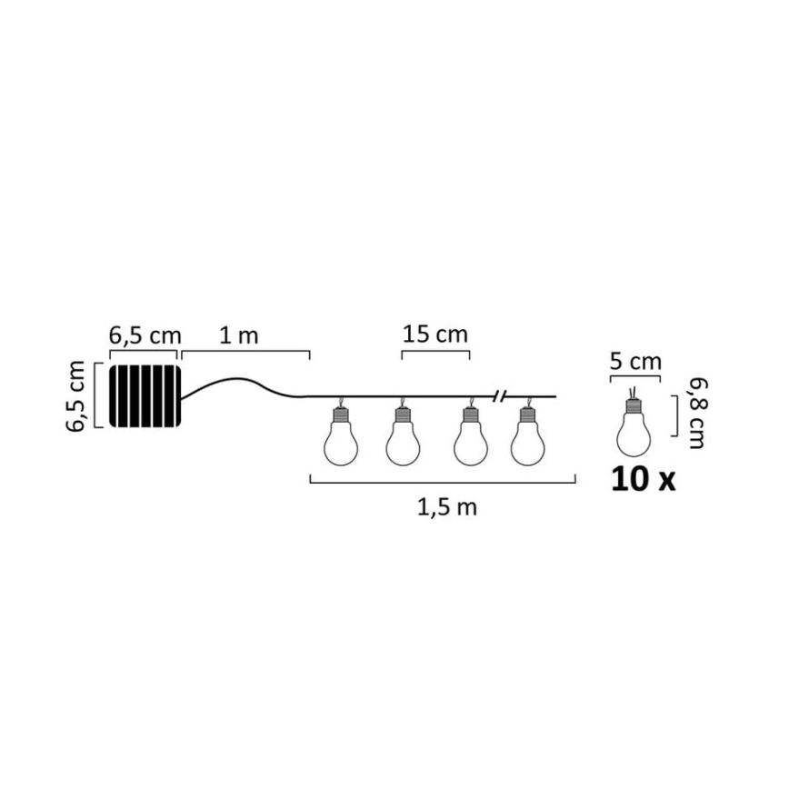 LED Solarni lanac PARTY 10xLED/1,2V 400 mAh IP44