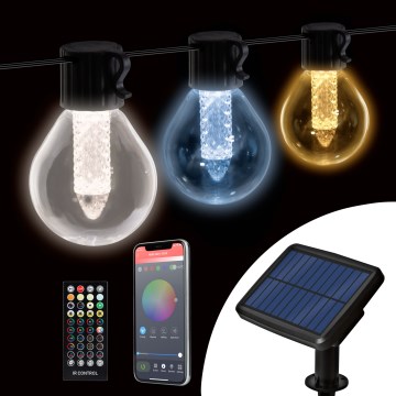 LED solarni lanac s prigušivanjem 15xLED/1,5W/3,7/5V 2700-10000K 2200 mAh 9 m IP65 crni + daljinski upravljač