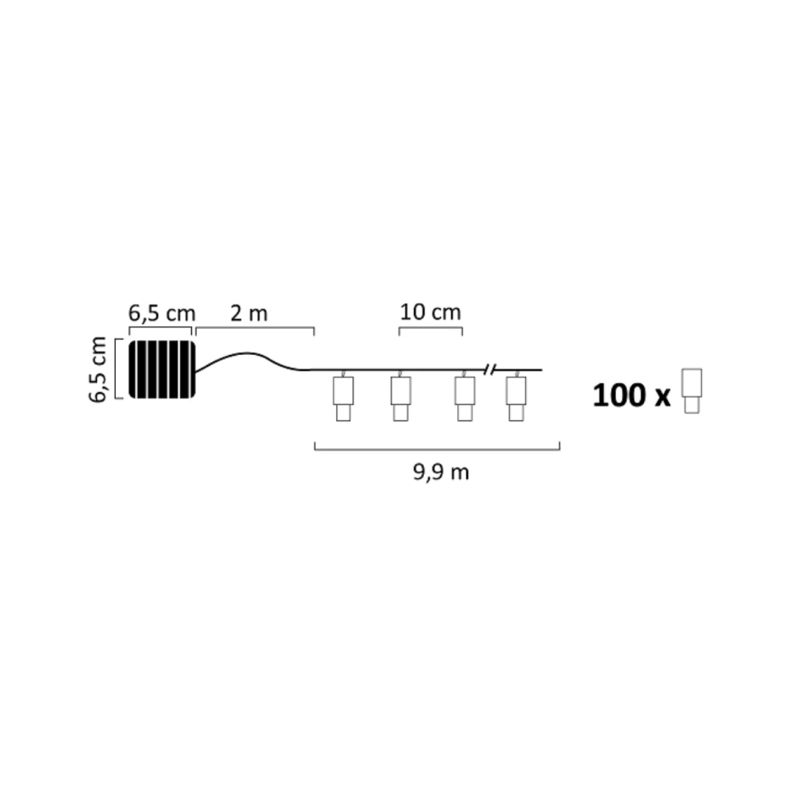 LED Solarni lanac SHINE 100xLED/1,2V 11, 9 m IP44