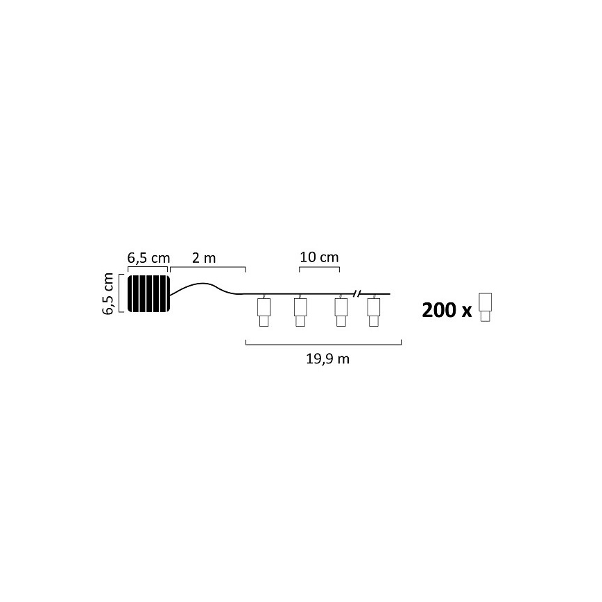 LED Solarni lanac SHINE 200xLED/1,2V 600 mAh 21,9 m IP44
