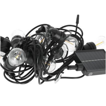 LED s mogućnošću prigušivanja solarni dekorativni niz STARLIGHT NEO 10xE27/3,7V 2700K IP54 1200 mAh 11,5m + daljinski upravljač