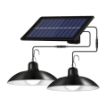 LED solarni luster na užetu s mogućnošću prigušivanja i senzorom 2xLED/1,8W/3,7V IP44 6500K 2400 mAh + daljinski upravljač