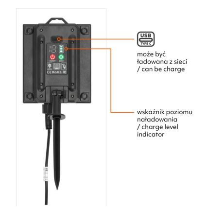 LED solarni dekorativni lanac s mogućnošću prigušivanja STARLIGHT NEO 20xE27/3,7V 2700K IP54 1200 mAh 11,5m + daljinski upravljač