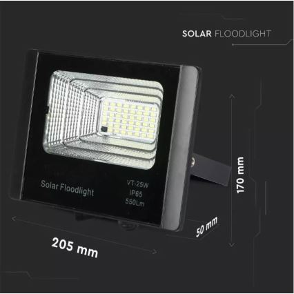 LED prigušivi solarni reflektor LED/12W/3,2V 6000K IP65 5000 mAh + daljinski upravljač