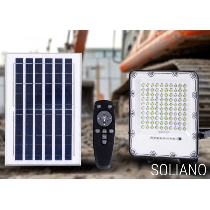 LED Vanjski prigušivi solarni reflektor LED/100W/3,2V 4500K IP65 crna + daljinski upravljač