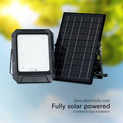 LED Solarni reflektor LED/10W/3,7V IP65 4000K crna + daljinski upravljač