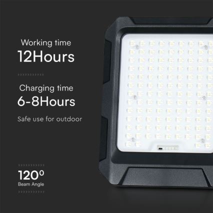 LED Solarni reflektor LED/15W/3,7V IP65 4000K 12000 mAh crna + daljinski upravljač
