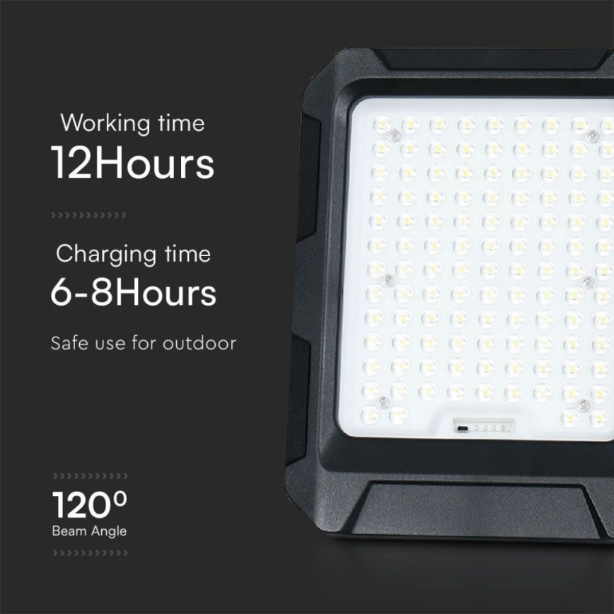 LED Solarni reflektor LED/15W/3,7V IP65 4000K 12000 mAh crna + daljinski upravljač