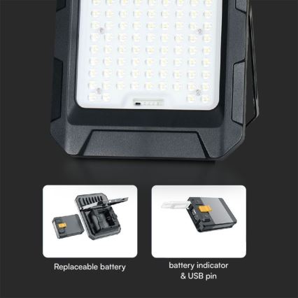 LED Solarni reflektor LED/15W/3,7V IP65 4000K 12000 mAh crna + daljinski upravljač