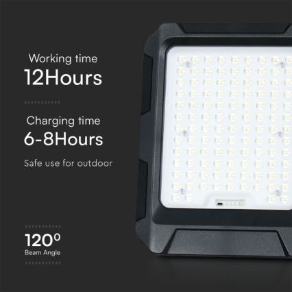 LED Solarni reflektor LED/15W/3,7V IP65 4000K crna + daljinski upravljač