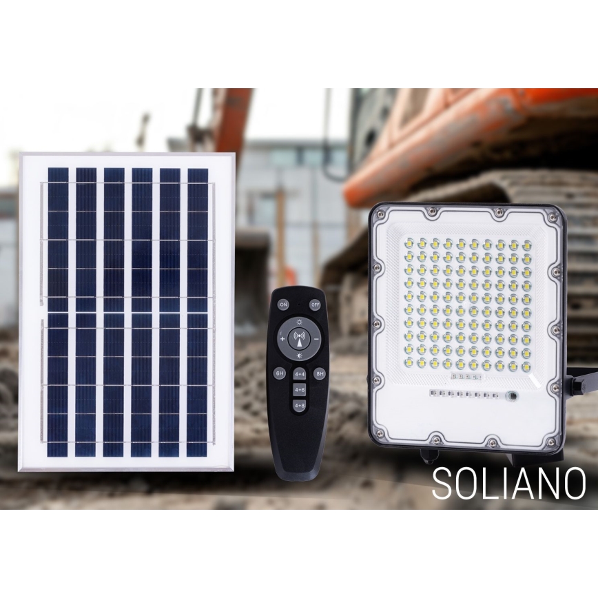 LED Vanjski prigušivi solarni reflektor LED/50W/3,2V 4500K IP65 crna + daljinski upravljač