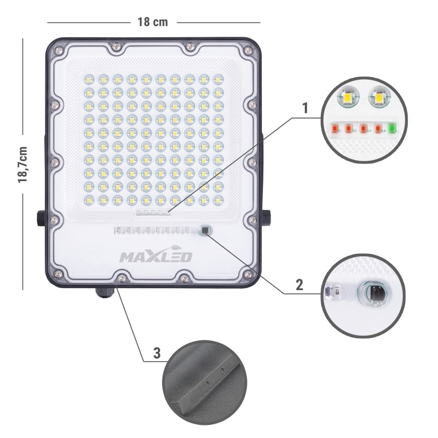 LED Vanjski prigušivi solarni reflektor LED/50W/3,2V 4500K IP65 crna + daljinski upravljač