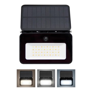 LED solarni reflektor s mogućnošću prigušivanja, senzorom pokreta i sumraka LED/6W/3,7V 2200 mAh 3000/4000/6500K IP65