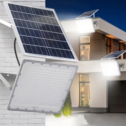 LED prigušivi solarni reflektor LED/100W/3,2V 5000K 10500 mAh IP65 crna + daljinski upravljač