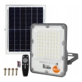 LED solarni reflektor s prigušivanjem LED/50W/3,2V 5000K 6000 mAh IP65 crni + daljinski upravljač