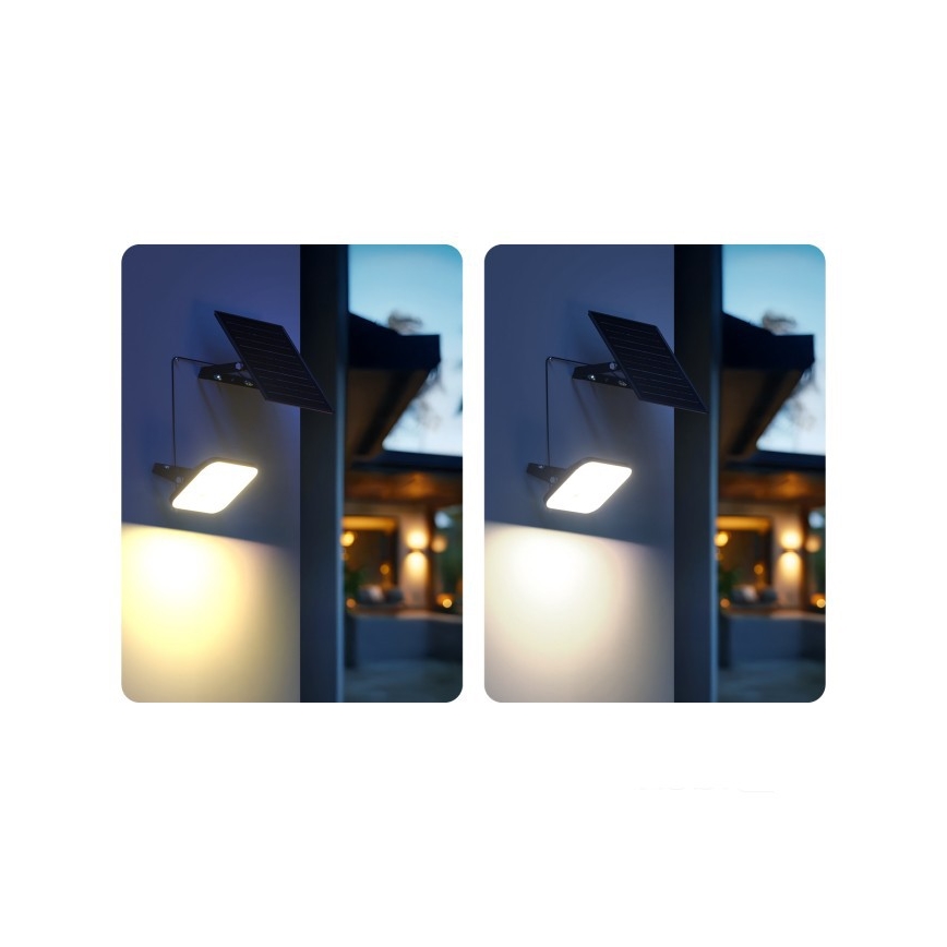 LED solarni reflektor s prigušivanjem i senzorom LED/10W/3,7V 3000/4000K IP65 3600 mAh + daljinski upravljač