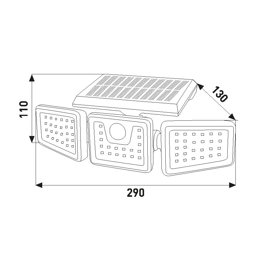 LED solarni reflektor s senzorom LED/14W/3,7V 1800 mAh IP44