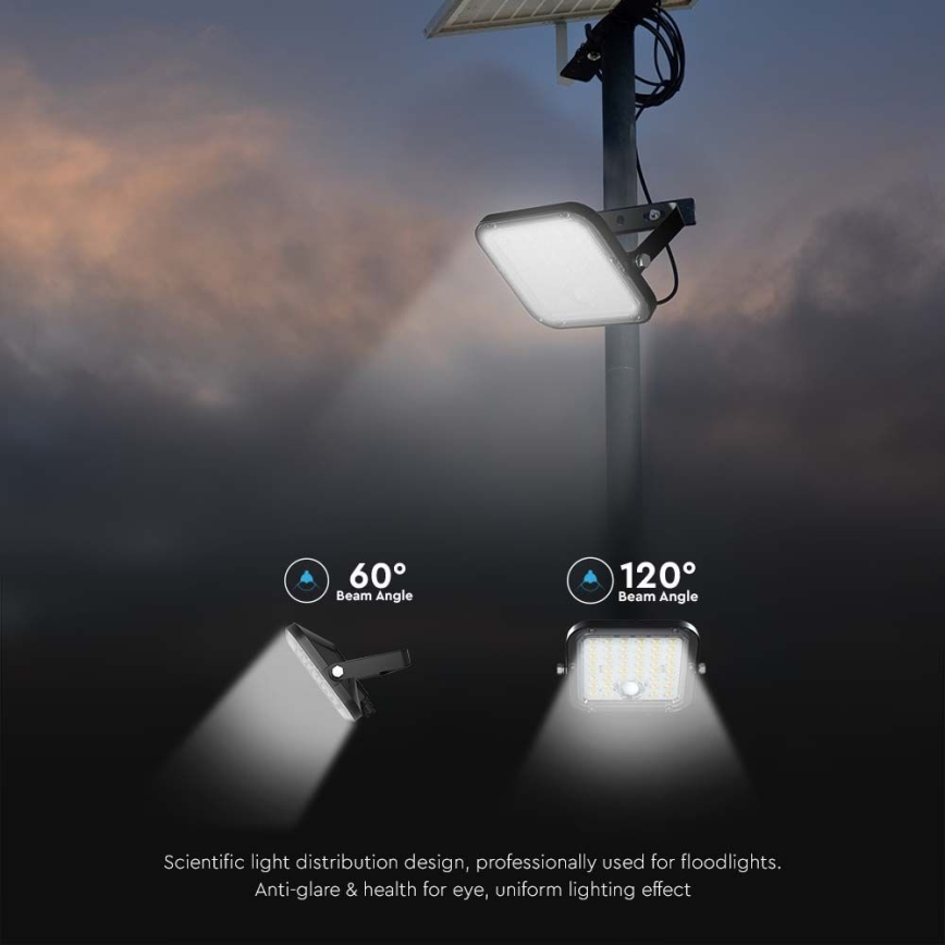 LED solarni reflektor s mogućnošću prigušivanja i senzorom LED/10W/3,7V 4000/6000K IP65 3600 mAh + daljinski upravljač