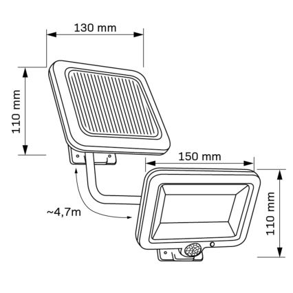 LED Solarni reflektor sa senzorom DUO LED/1W/3,7V IP44