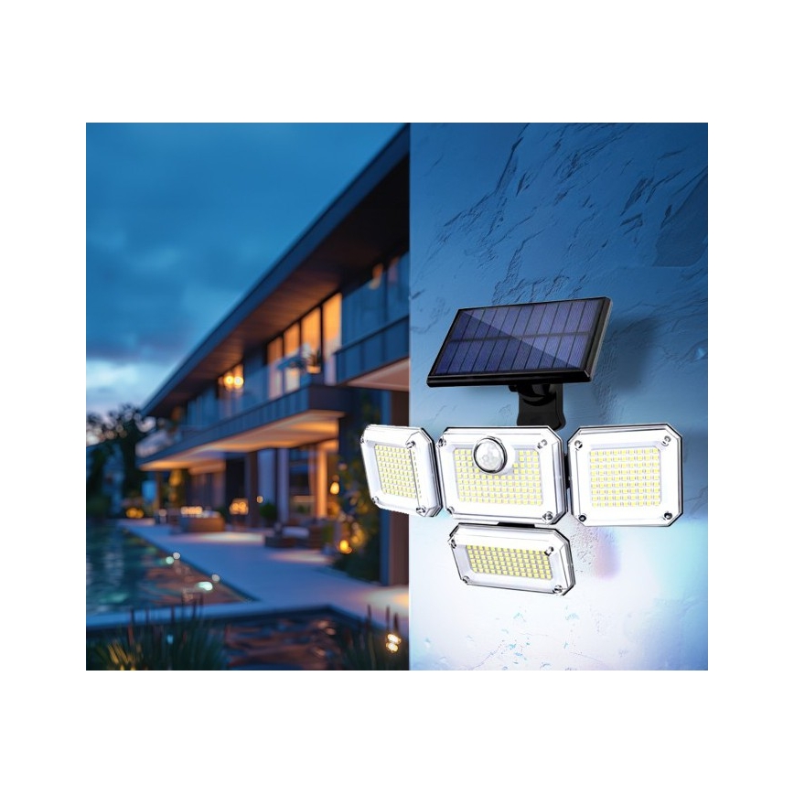 LED solarni reflektor s senzorom GLOW LED/2,5W/3,7V 6500K IP44 2400 mAh + daljinski upravljač