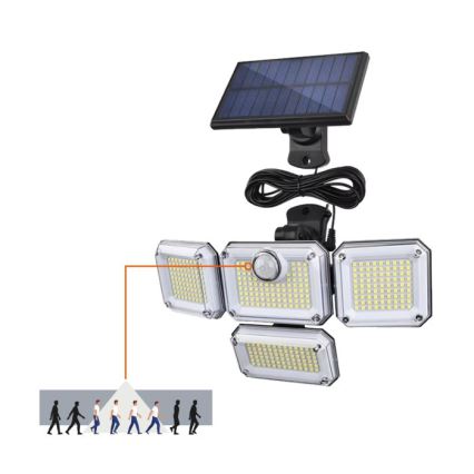 LED solarni reflektor s senzorom GLOW LED/2,5W/3,7V 6500K IP44 2400 mAh + daljinski upravljač