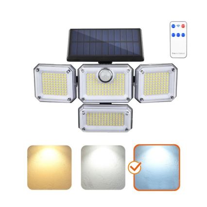LED solarni reflektor s senzorom GLOW LED/2,5W/3,7V 6500K IP44 2400 mAh + daljinski upravljač