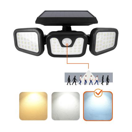 LED Solarni reflektor sa senzorom LED/1,5W/3,7V 6000K IP44 2400 mAh