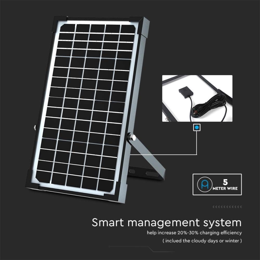 LED solarni reflektor sa senzorom LED/30W/6,4V 6400K 6000 mAh + daljinski upravljač
