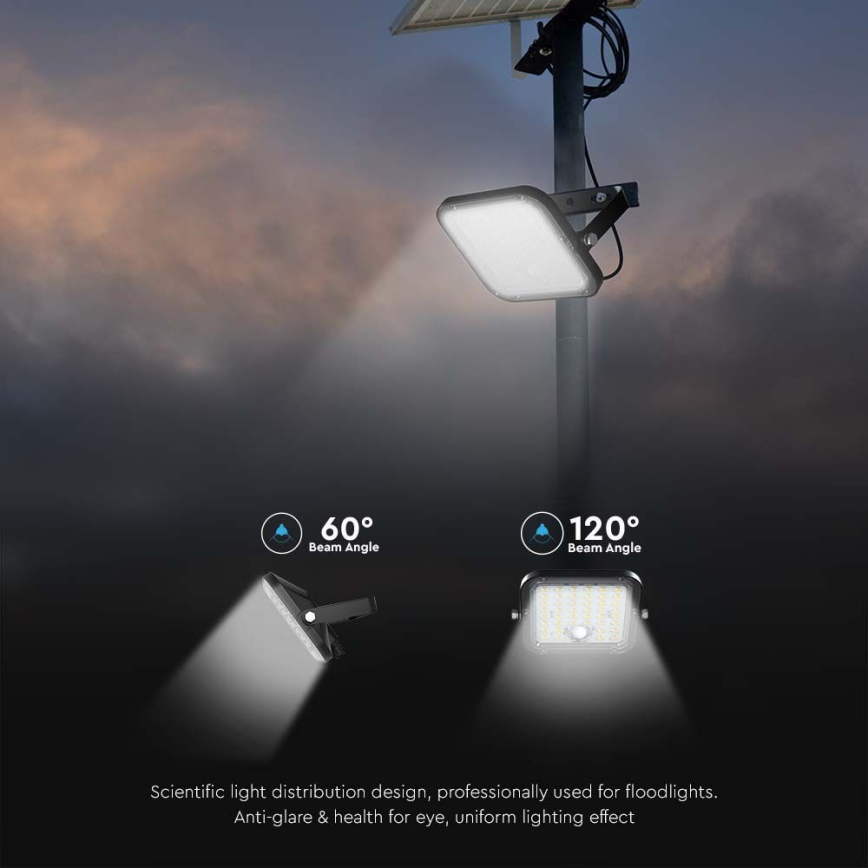 LED solarni reflektor sa senzorom LED/30W/6,4V 6400K 6000 mAh + daljinski upravljač