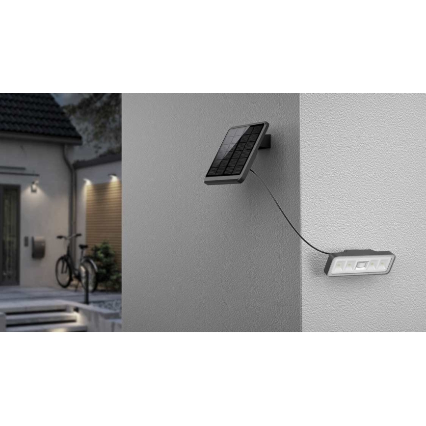 LED solarni reflektor sa senzorom LED/8W/3,7V 2000 mAh IP54 crne boje