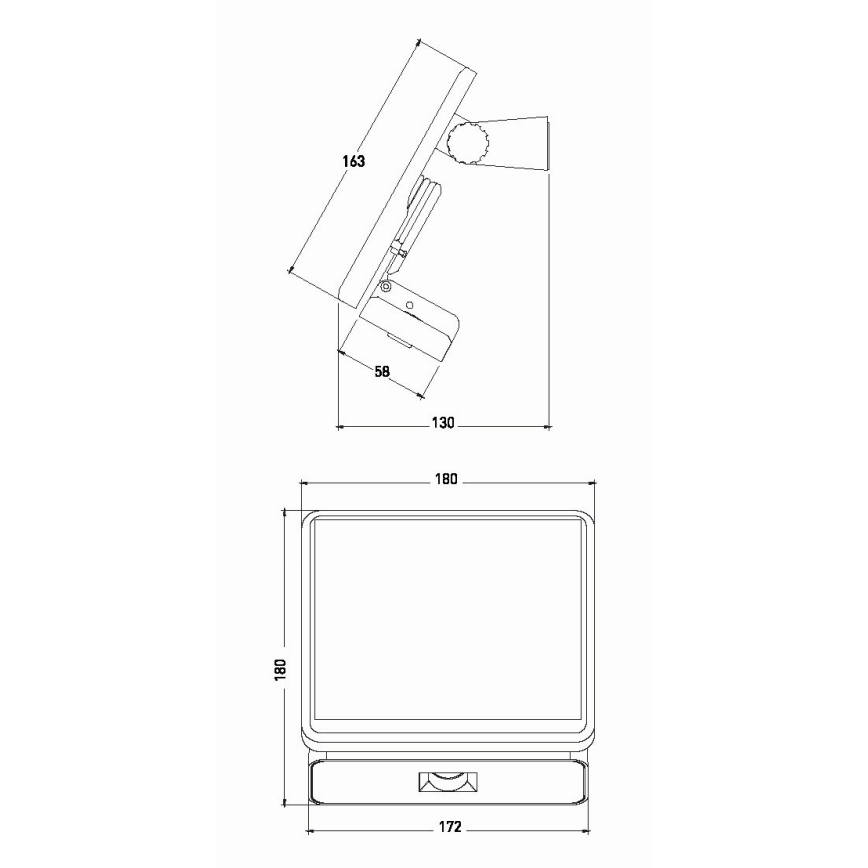 LED solarni reflektor sa senzorom LED/8W/3,7V 2000 mAh IP54 crne boje
