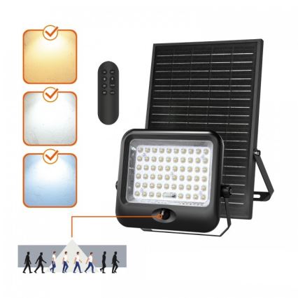LED solarni reflektor s senzorom MHCS LED/35W/3,2V 3000/4000/6500K IP65 15000 mAh + daljinski upravljač