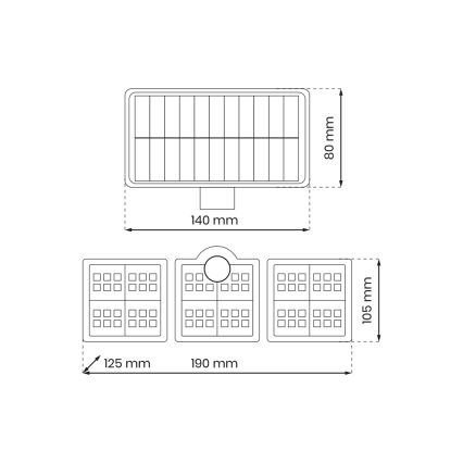 LED Solarni reflektor sa senzorom za pokret i dan/noć LED/20W/3,7V 1200 mAh IP44 + daljinski upravljač