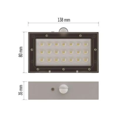 LED Solarni reflektor sa senzorom pokreta LED/3,7V 1200mAh 4000K IP65 bijela