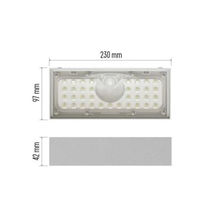 LED Solarni reflektor sa senzorom pokreta LED/3,7V 3000mAh 4000K IP65 bijela