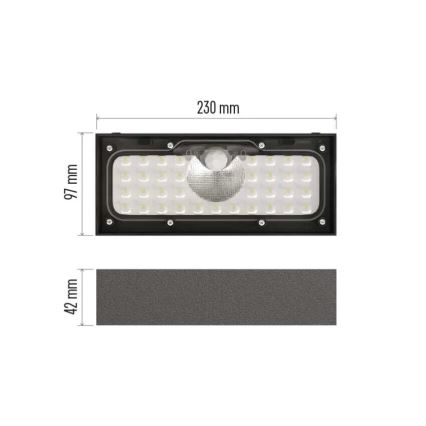 LED Solarni reflektor sa senzorom pokreta LED/3,7V 3000mAh 4000K IP65 crna