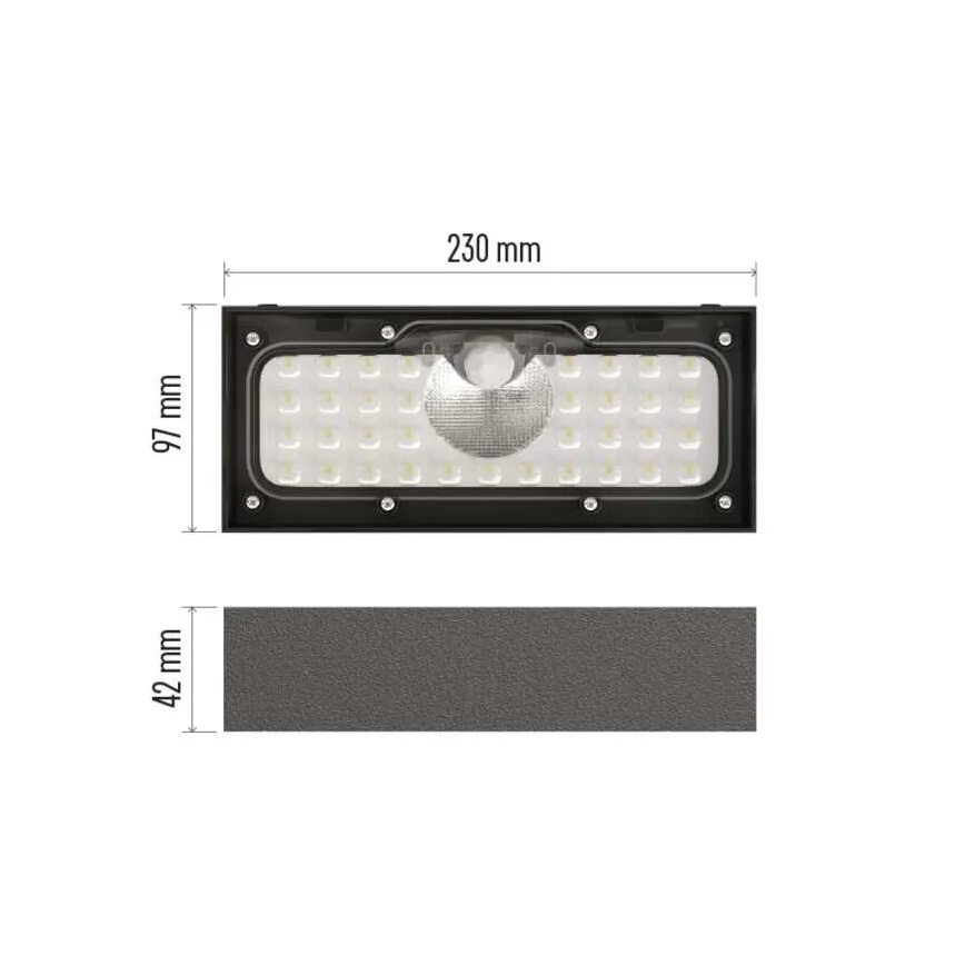 LED Solarni reflektor sa senzorom pokreta LED/3,7V 3000mAh 4000K IP65 crna