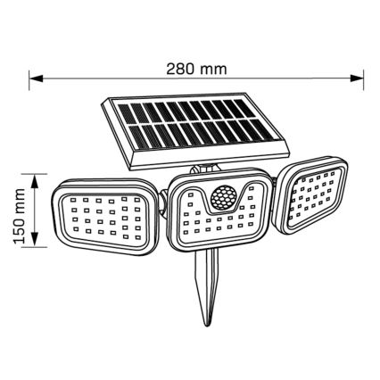 LED solarni reflektor sa senzorom TRIO LED/0,6W/3,7V 1200 mAh IP44
