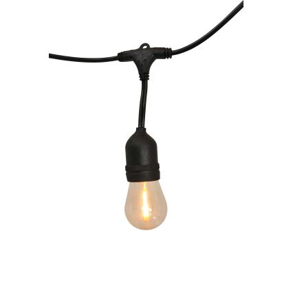LED Prigušivi solarni vanjski lanac PARTY 10xE27/3,7V 10 m IP44 + daljinski upravljač