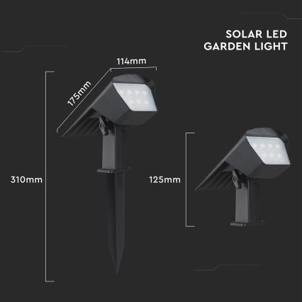 LED solarno svjetlo 2 u 1 LED/1,3W/3,7V 3000/4000/6400K IP65 1200 mAh