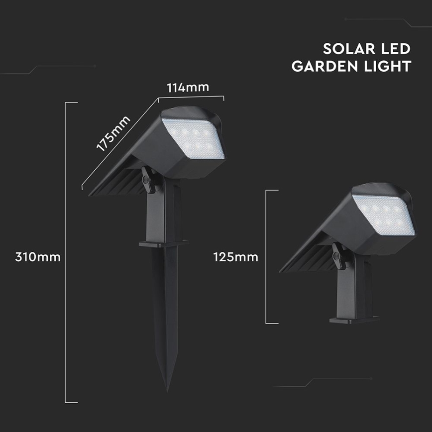 LED solarno svjetlo 2 u 1 LED/1,3W/3,7V 3000/4000/6400K IP65 1200 mAh